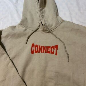 Lonely Ghost CONNECT Graphic Hoodie in Beige with Red floral Print